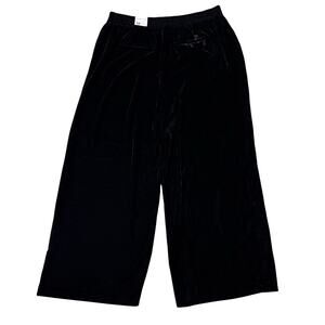 NWT Lane Bryant Velour Black Wide Leg Mid-Rise Casual Pants Women’s Size 18 Plus